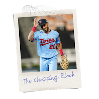 a photo of a baseball player with the words the chopping black