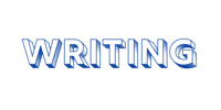 the word writing in blue on a black background