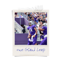 a photo of a football player with the words one giant leap